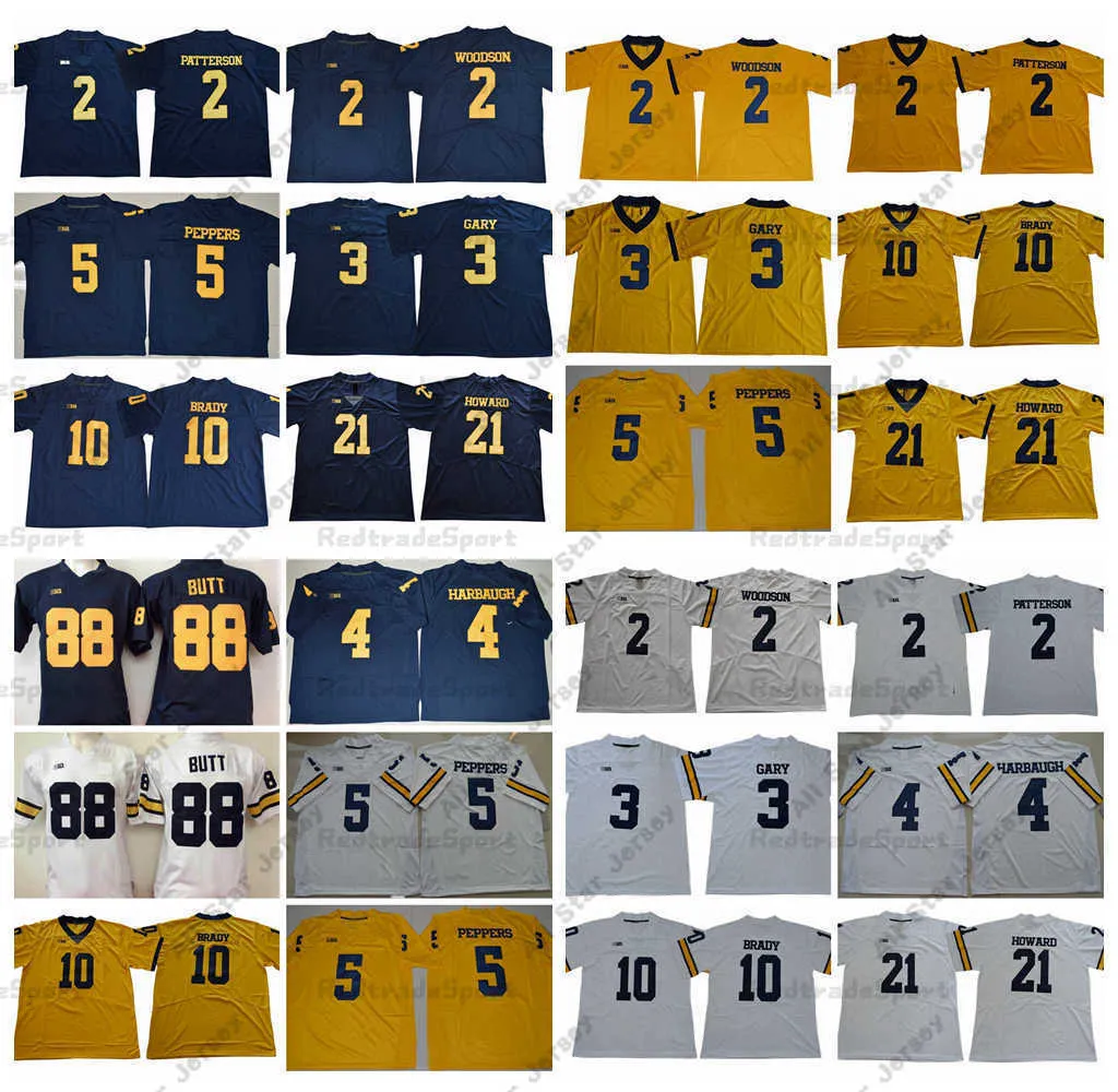 American College Football Wear NCAA Michigan Wolverines College Football Trikots 2 Shea Patterson Desmond Howard 10 Tom Brady 4 Jim Harbaugh Charles Woodson Jabril