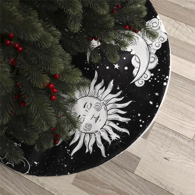 Julekorationer Xmas Tree Floor Mat Decoration Props mattor Sun Moon Pattern Printing Festive Party Supplies For Living Room Sovrum