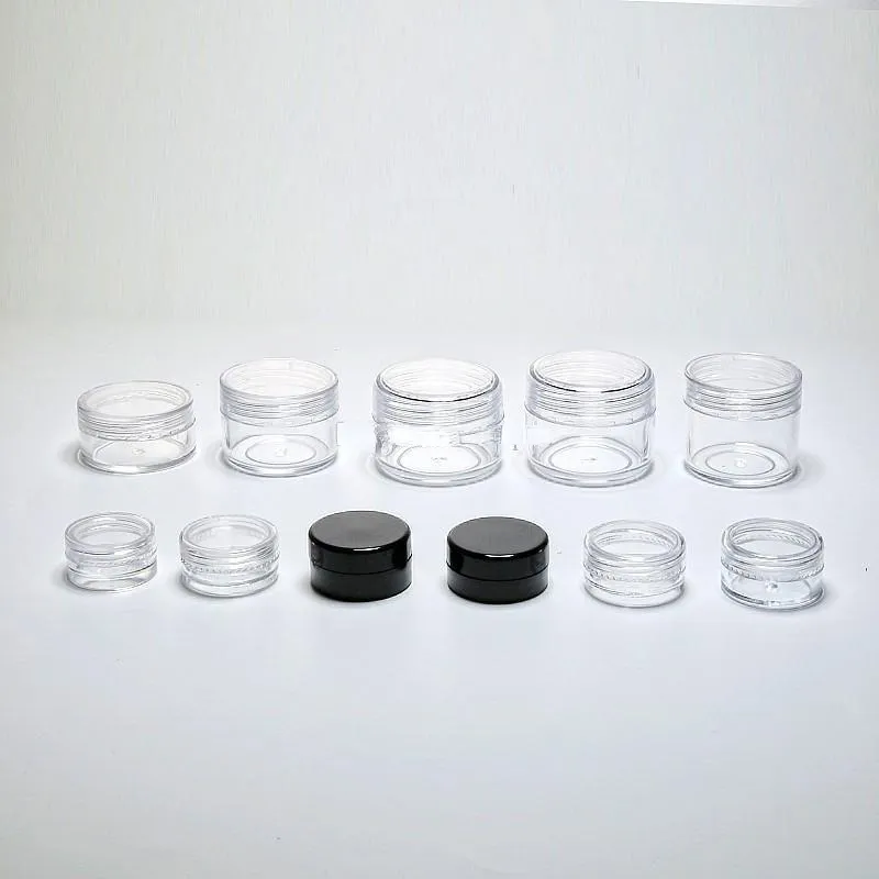 Kozmetik örnek boş kap 1 3 5 10 20 30 Gram Jars5ml Plastik Yuvarlak Pot Vidalı Kapak Küçük Tinik 5G Şişe Makyaj için Göz Farı Çiviler Toz Boya Takı