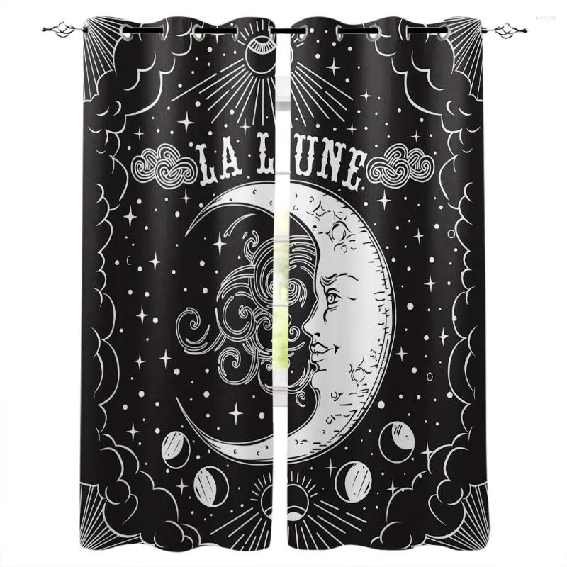 Vorhang La Lune Moon Starry Black Window Curtains Living Room Home DecorMöbel & Wohnen, Dekoration, Vorhänge!