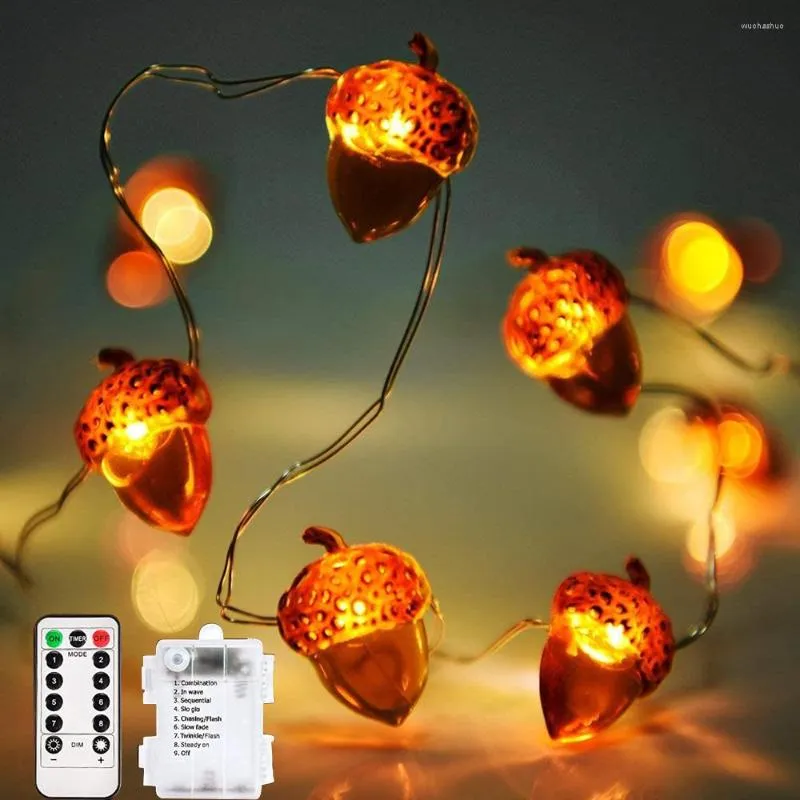 Strings 3D Acorn Fall Decor Zbiór sznurki Bateria zasilana baterią 3m 30 diody LED dynia na Święto Dziękczynienia Festiwal Rok Bożego Narodzenia