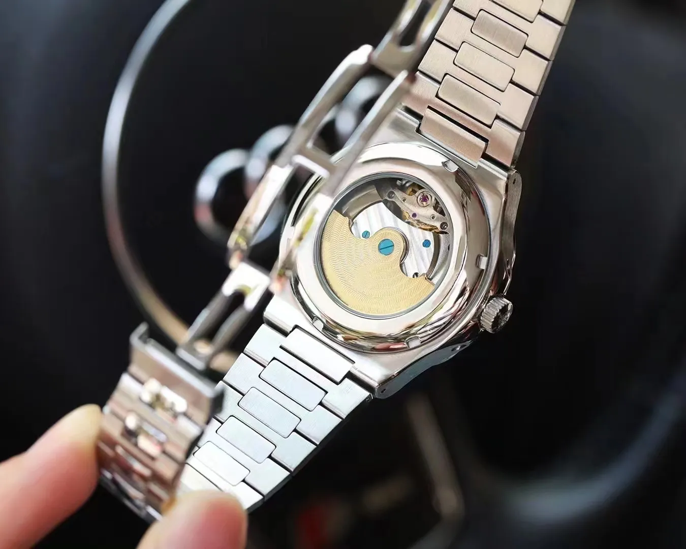 Erkekler Mekanik Saat 316L ince çelik kasa Çin hareketi yükseltilmiş sürüm otomatik sarma çapı 40mm içi boş çok fonksiyonlu zamanlayıcı nautilus watch