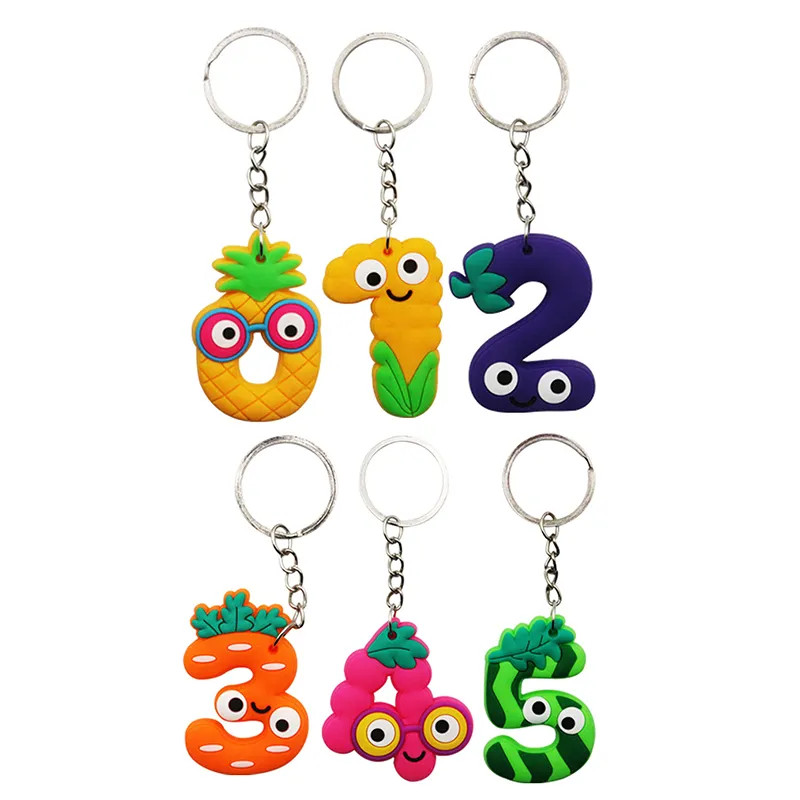 Dessin animé légumes fruits porte-clés numérique PVC porte-clés enfants pendentif porte-clés cadeaux de noël porte-clés