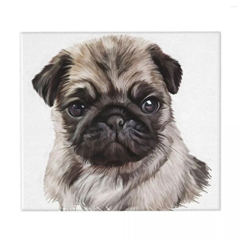 Tafelmatten droogmat puppy pug portret schilderij warmte isolatie houder schotel cup draineer kussen keukengerei