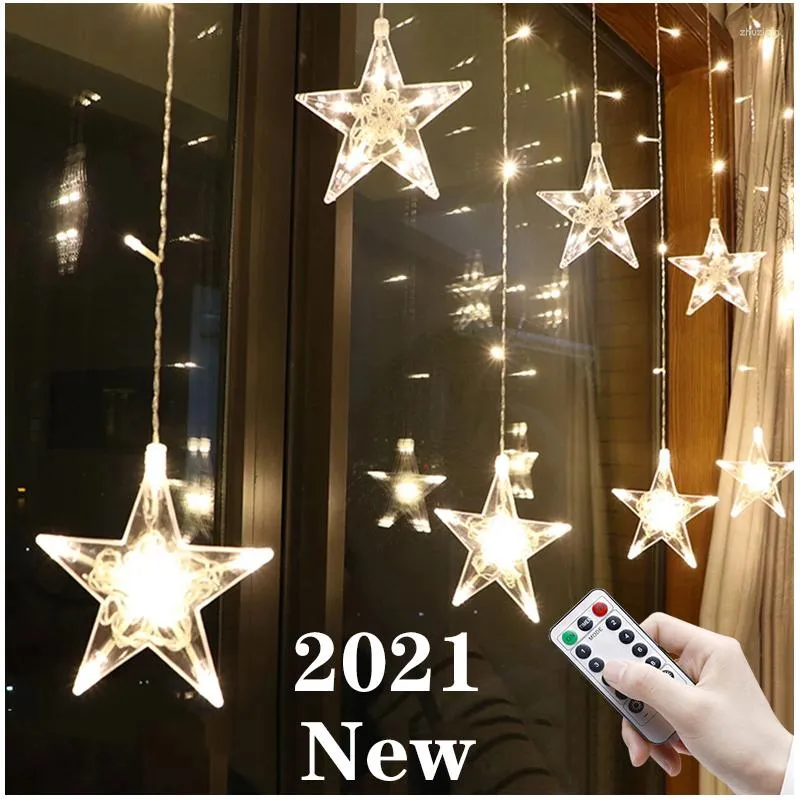 Strings Christmas Lights Star LED Garland Curtain String Fairy Outdoor Indoor para decoração de casamento para festas de jardim de quarto de casa