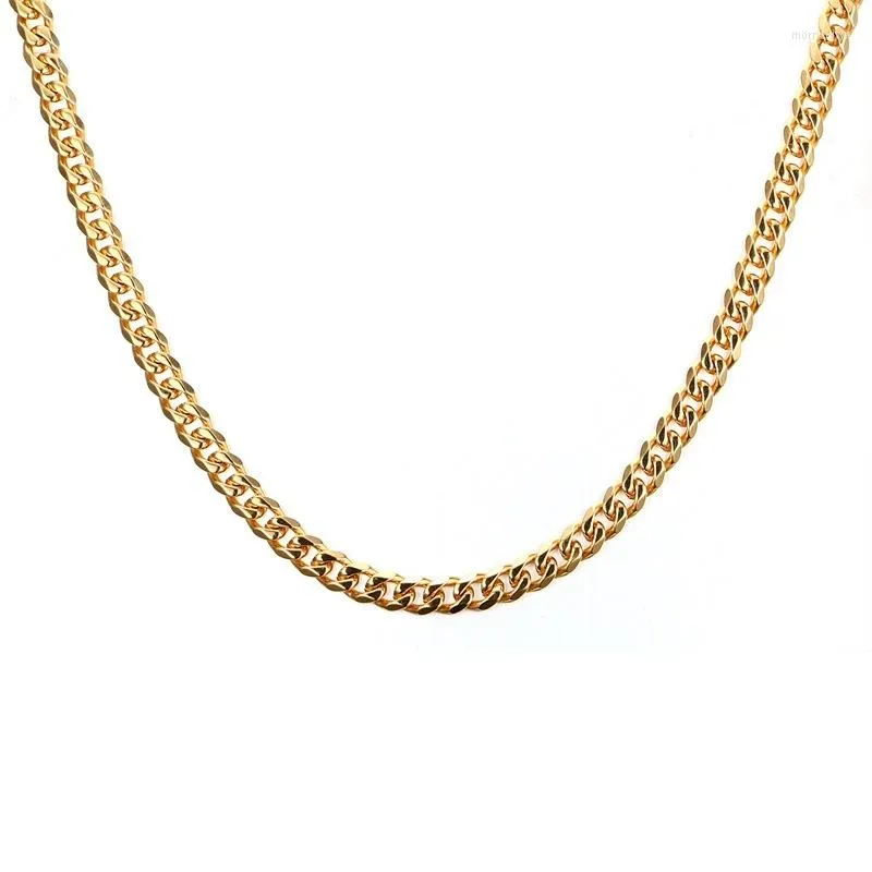 Chaînes Version coréenne de la chaîne en acier inoxydable collier femmes hommes couleur dorée pendentif accessoires bijoux
