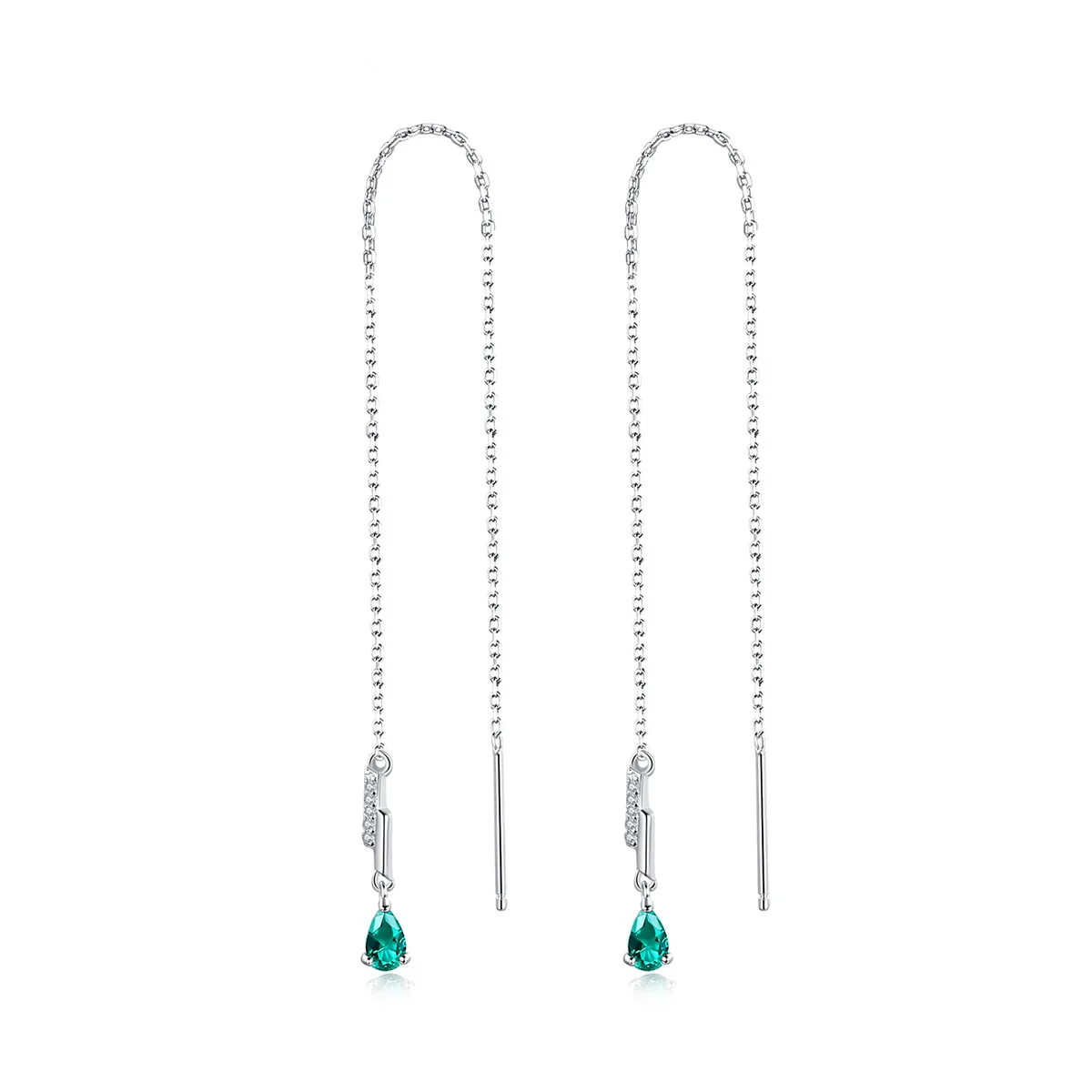 Fashion sweet tassel shiny gemstone s925 silver dangle earrings women jewelry luxury high-end synthetic sapphire emerald long earrings accessories