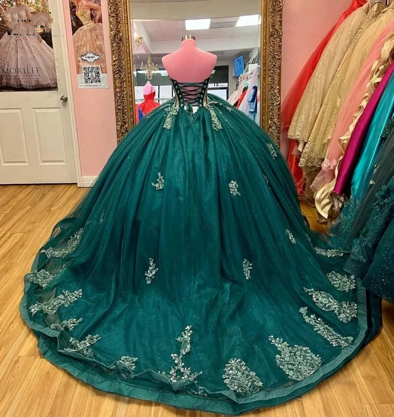 green emerald velvet dress MORILEE #60171 EMERALD All over Sequin Corset Quinceaera Dress  PROM BAE