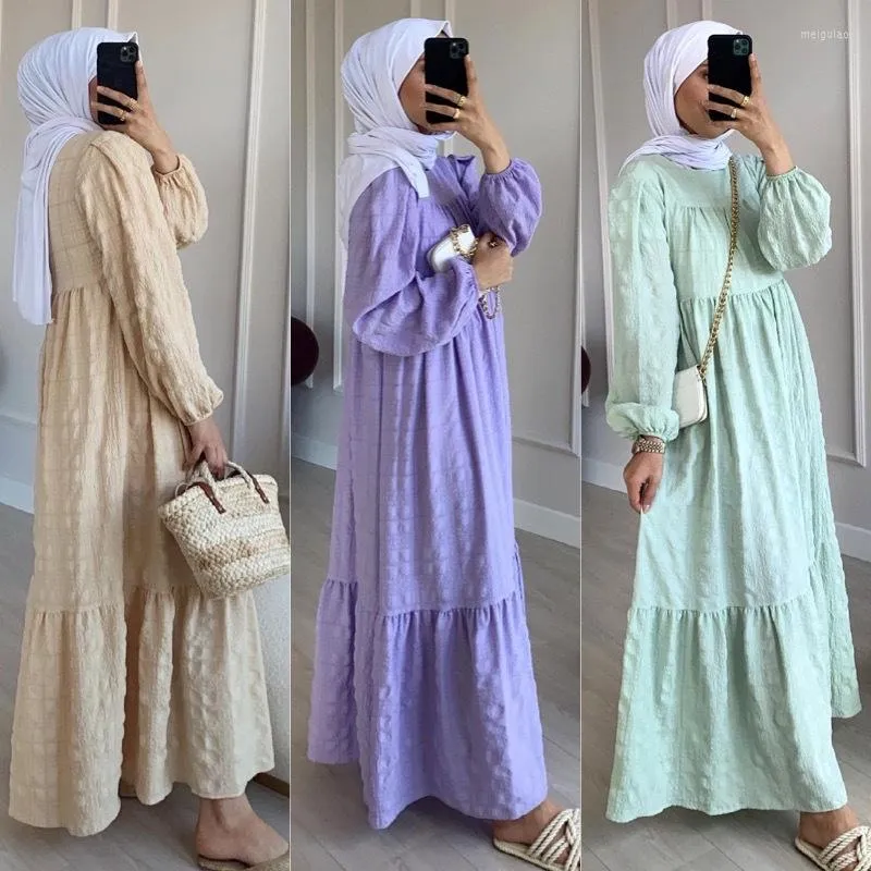 Ubranie etniczne Maxi Dress Women szata moda Abaya muzułmańska saudyjska Arabia Dubai Kaftan Długie lato islamskie ubrania