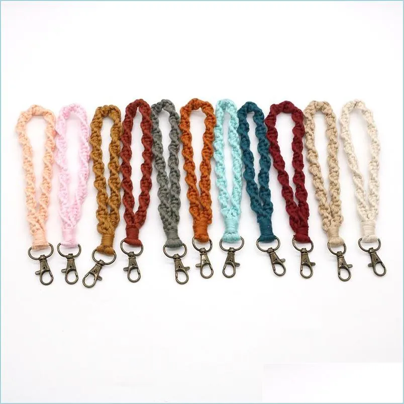 Keychains Lanyards DHS BOHO BAG Tillbehör Rame Wristlet Keychains Wrist Lanyard Strap Keyring Armband Blandade färg Rames Brai Dhhgs