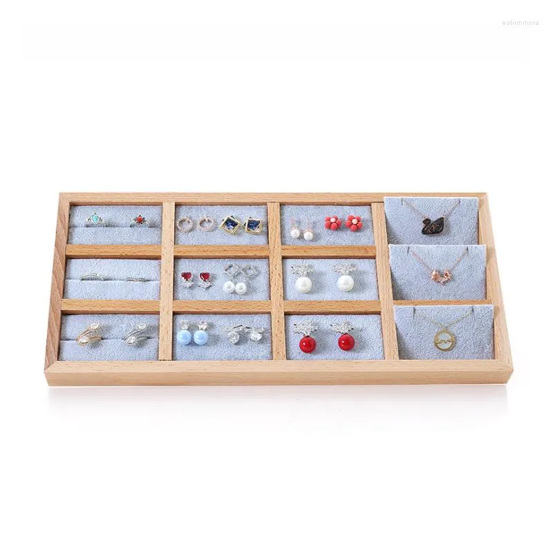 Jewelry Pouches Wood Ring Stud Pendant Insert Display Holder Tray Storage Organizer Showcase Tool Box