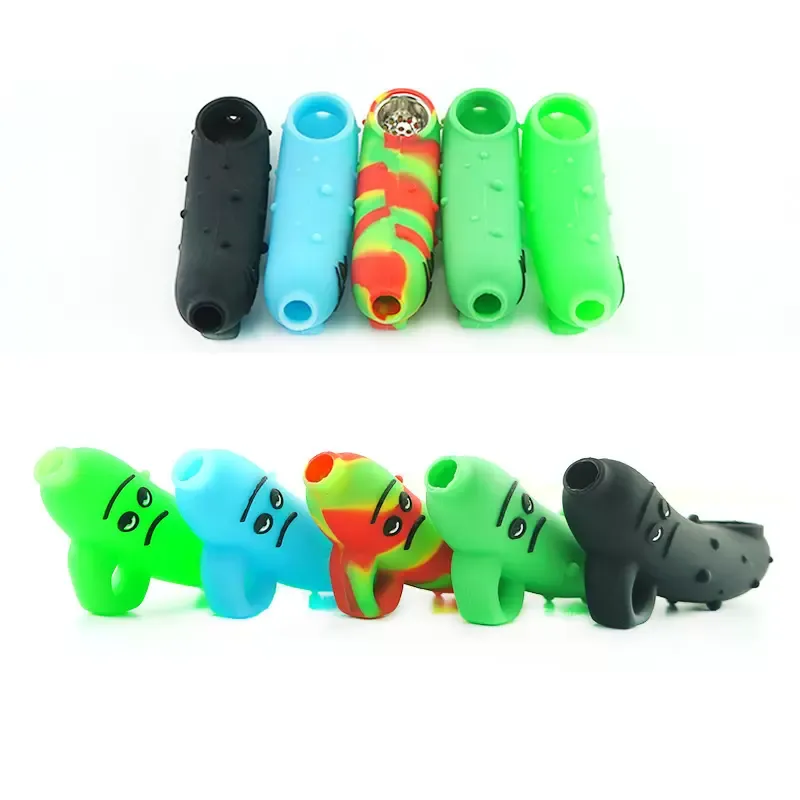 Food grade silicone pipe banana cute smoking accessories with glass bowl 11cm 4.3inch