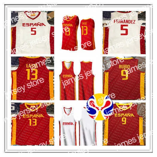 College Basketball Wears Spain 2019 Basketball World Cup Jersey Team Espana 9 Ricky Rubio 13 Marc Gasol 5 Rudy Fernandez 41 Juancho Hernangomez 14 Willy Geuer Claver