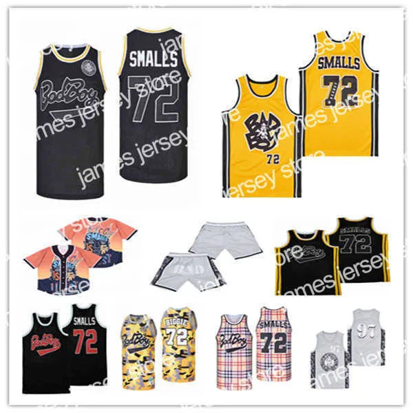 Basketball Jerseys Men Notorious Movie Badboy Bad Boy 72 10 Biggie Smalls Retro Basketball Jersey Team Team Color Black Blanc Yellow Taille S-xxl