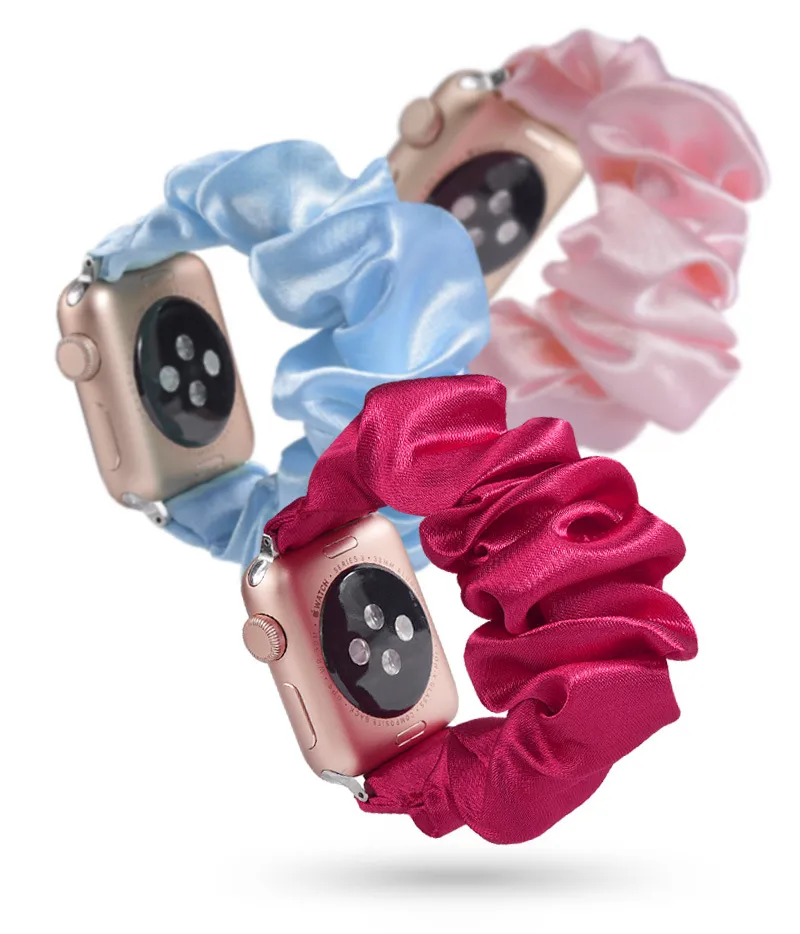 Apple Watch Band 45mm 44mm 40mm Wowanデザイナーブレスレットヘアタイサイルバンドのシルククロスストラップスマートウォッチシリーズ1〜8ウルトラ49mm SEスマートウォッチと互換性のあるスタイルバンド