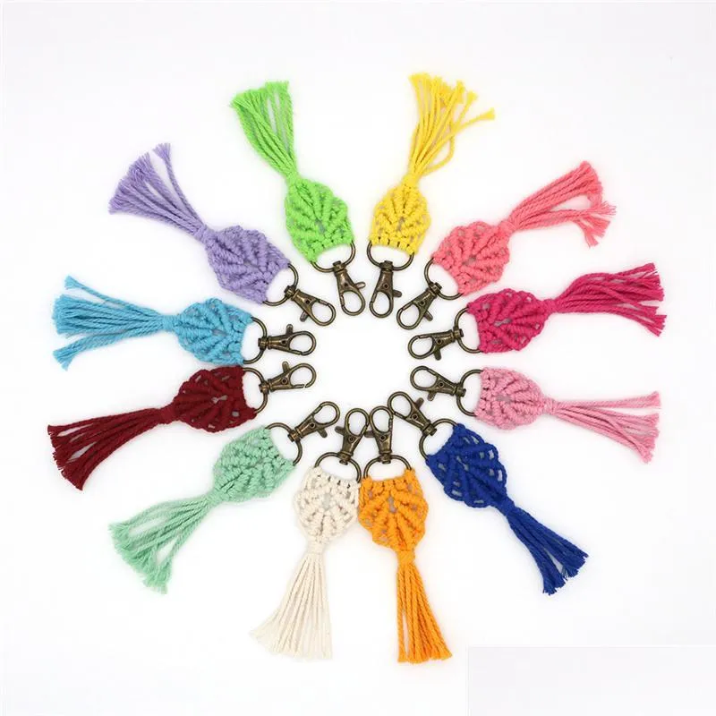 Chaços de chaves de chavel tassel rame chaveiros boho titular de chaves de chaves de joalheria pendurada cor corda de algodão teclado de teclado de drop de dhw3b