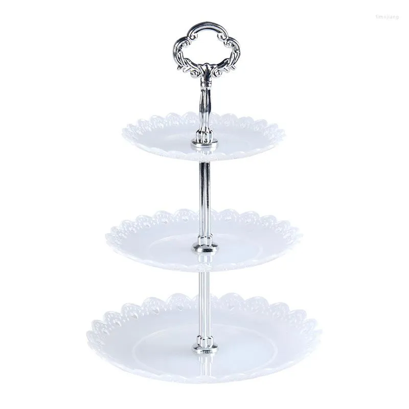 Bakeware Tools 3-Tier Fruit Dessert Stand Rack Cake Display Plate Tray Wedding Födelsedagsförsörjning Stativ Kök Tillbehör Gadgetar