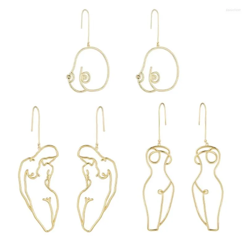 Hoop kolczyki y1ue 3 pary artys abstrakcyjne lady oświadczenie piersi Zestaw pusty drut zarys biżuterii dla ciała żeńskie piersi