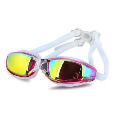 goggles Femmes lunettes de natation professionnelles Anti-buée placage UV hommes étanche Sile lunettes réglables adultes lunettes de course L221028