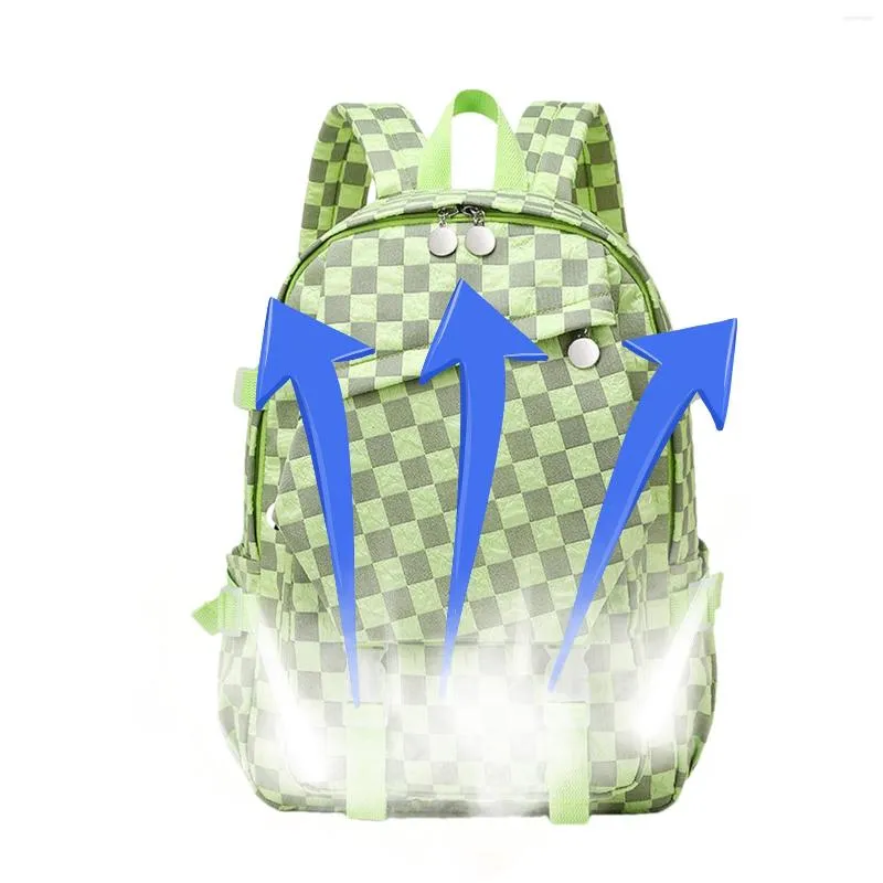 Jewelry Pouches Fashion Checkerboard Backpack Lightweight Student Shoulder Bag Waterproof With Adjustable Straps For Comfort