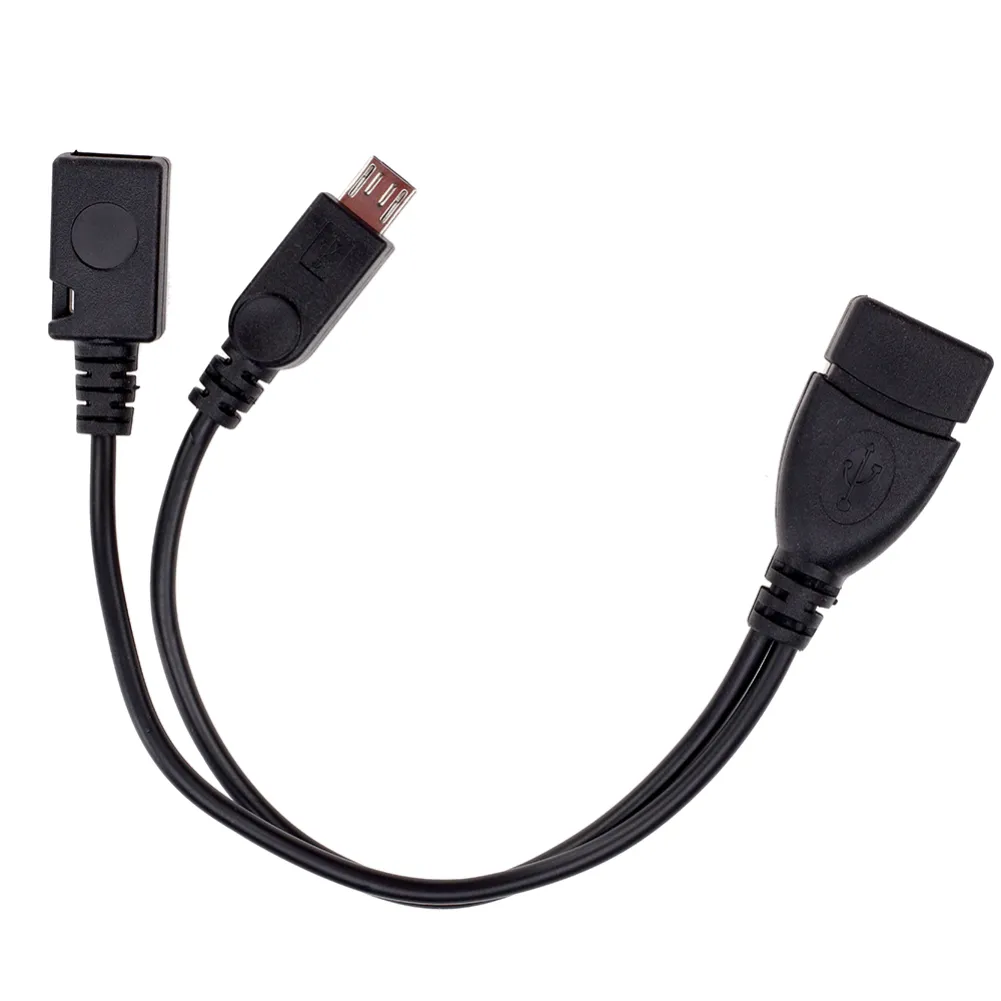 2'de 1 OTG Mikro USB Ana Bilgisayar Güç Y ayırıcı konnektörü USB2.0 adaptörüne Mikro 5 Pin Erkek Kadın Kablosu