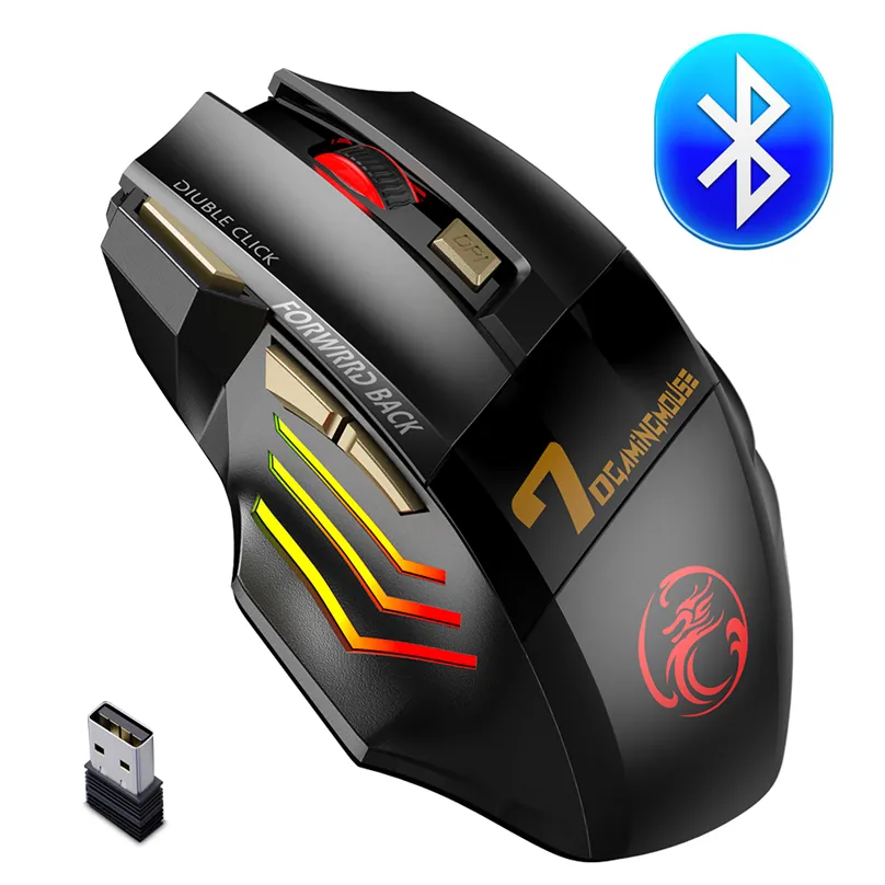 Mouse Mouse da gioco wireless Bluetooth ricaricabile Computer Gamer Mause ergonomico Silent USB RGB per giochi per PC 221027