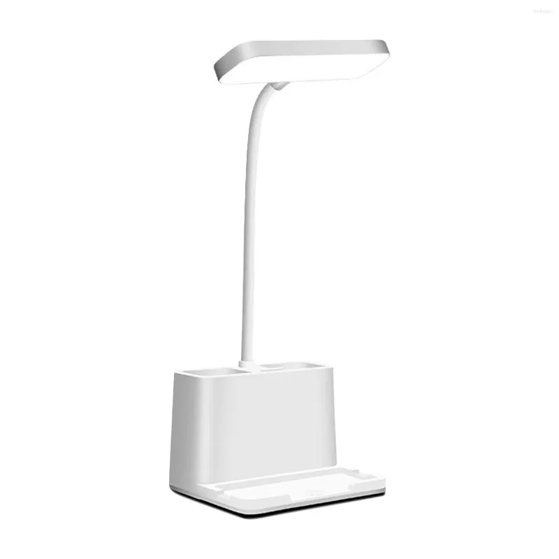 Table Lamps Phone Stand Eye Caring ABS Pen Holder White 3 Modes Adjustable Brightness Home Office Reading USB Rechargeable Desk Lamp