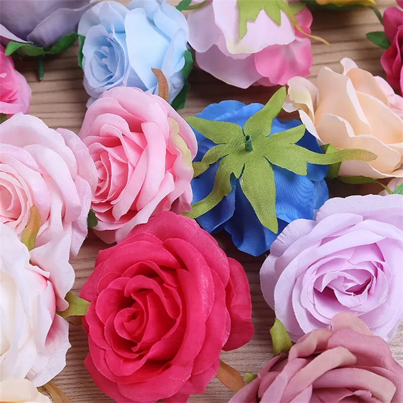 50pcs/set rose flores cabe￧as de jardim suprimentos de jardim multicolor roses cen￡rio de comemora￧￣o de cen￡rio de decora￧￣o de flor artificial 276 r2