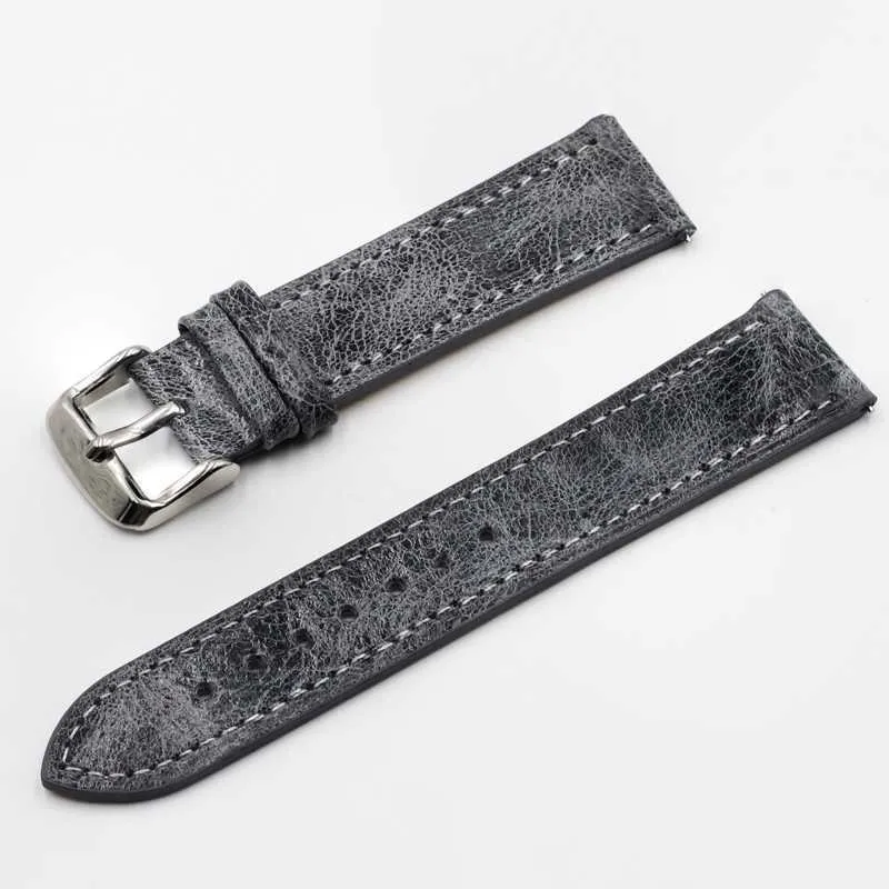 High Quality Retro Strap Band 18mm 20mm 22mm 24mm Leather bands Gray Black Brown Blue for Men Watch Accessories
