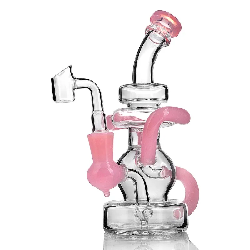 Różowe rurki do palenia Różowe Rury z recyklingu bardzo unikalny element Mini Vortex Glass Bubbler 14 mm Percolatory miski są wzmocnione