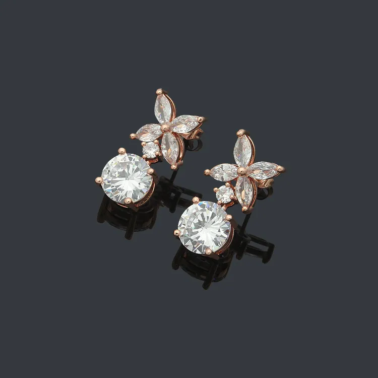 Sparkling Clover Rhinestone Earrings - Elegant Studs For Wedding, Prom & Formal Events