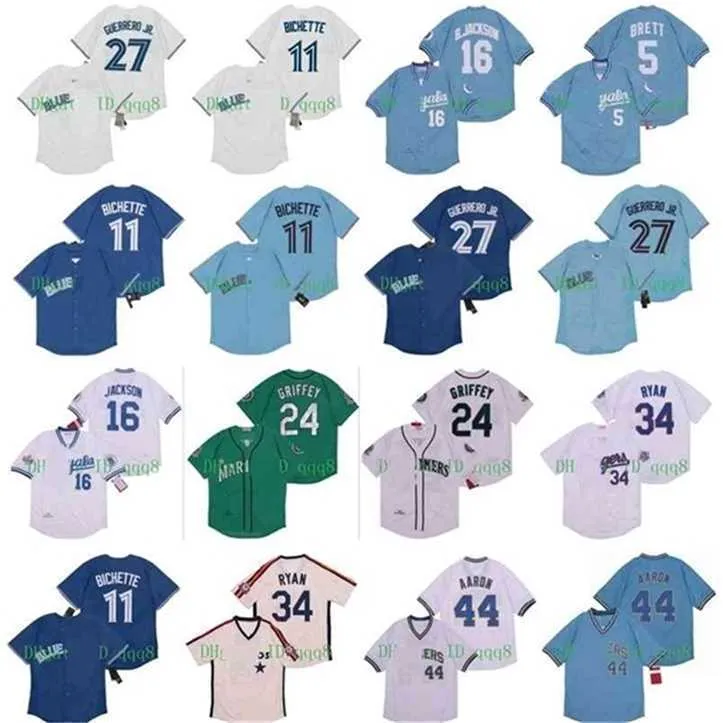 Proword Air01 Vintage 16 Bo Jackson Jersey 5 George Brett 11 Bo Bichette 44 Hank Aaron Vladimir Guerrero Jr. Ken Griffey Jr 34 Nolan Ryan Retro Baseball