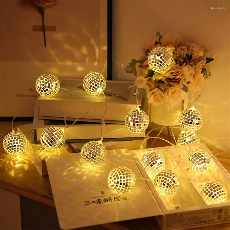 سلاسل 3M 20 مرآة ديسكو الكرة الخيالية خيط الوتر قطر 4 سم بطارية مدفوعة طاقة Globe Globe Light لديكور شجرة عيد الميلاد