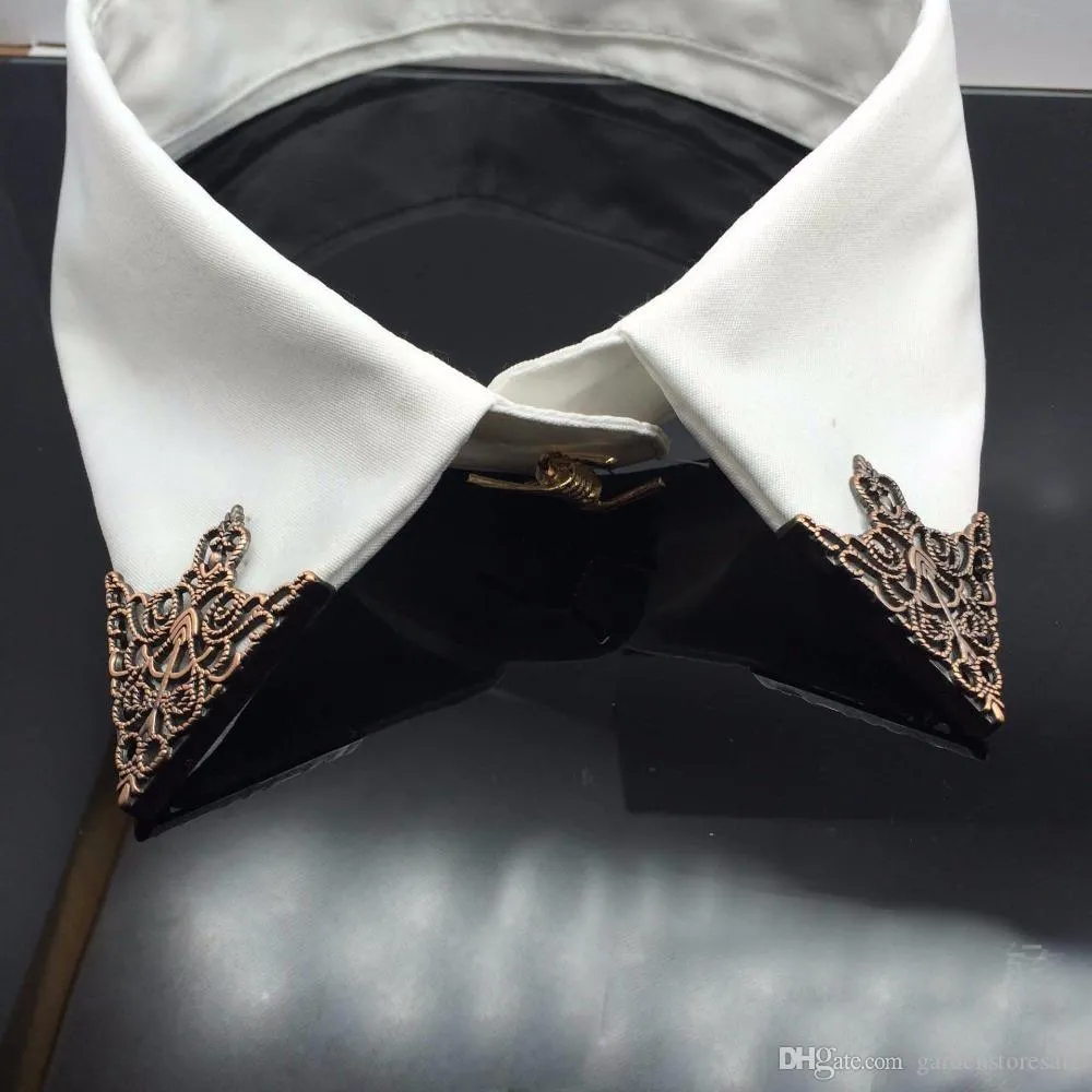 Mode legering brosch ih￥lig m￶nster krage vinkel palats retro triangel skjortor krage stift kvinnor m￤n smycken