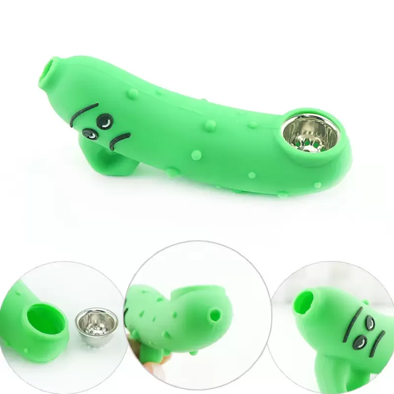 Food grade silicone pipe banana cute smoking accessories with glass bowl
