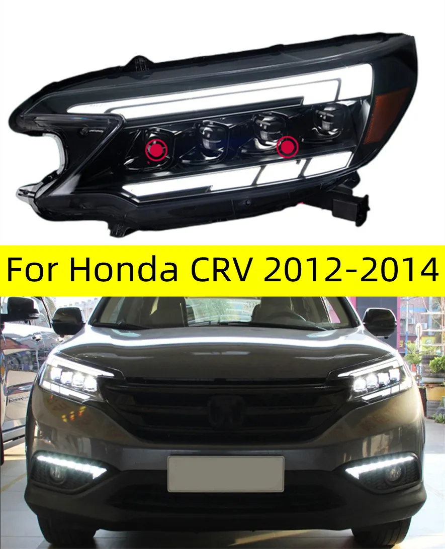 Feux de voiture pour CRV 2012 – 2014 CR-V LED, assemblage de phares automobiles, projecteur de mise à niveau, 4 lentilles, lampe de Signal dynamique, accessoires d'outils