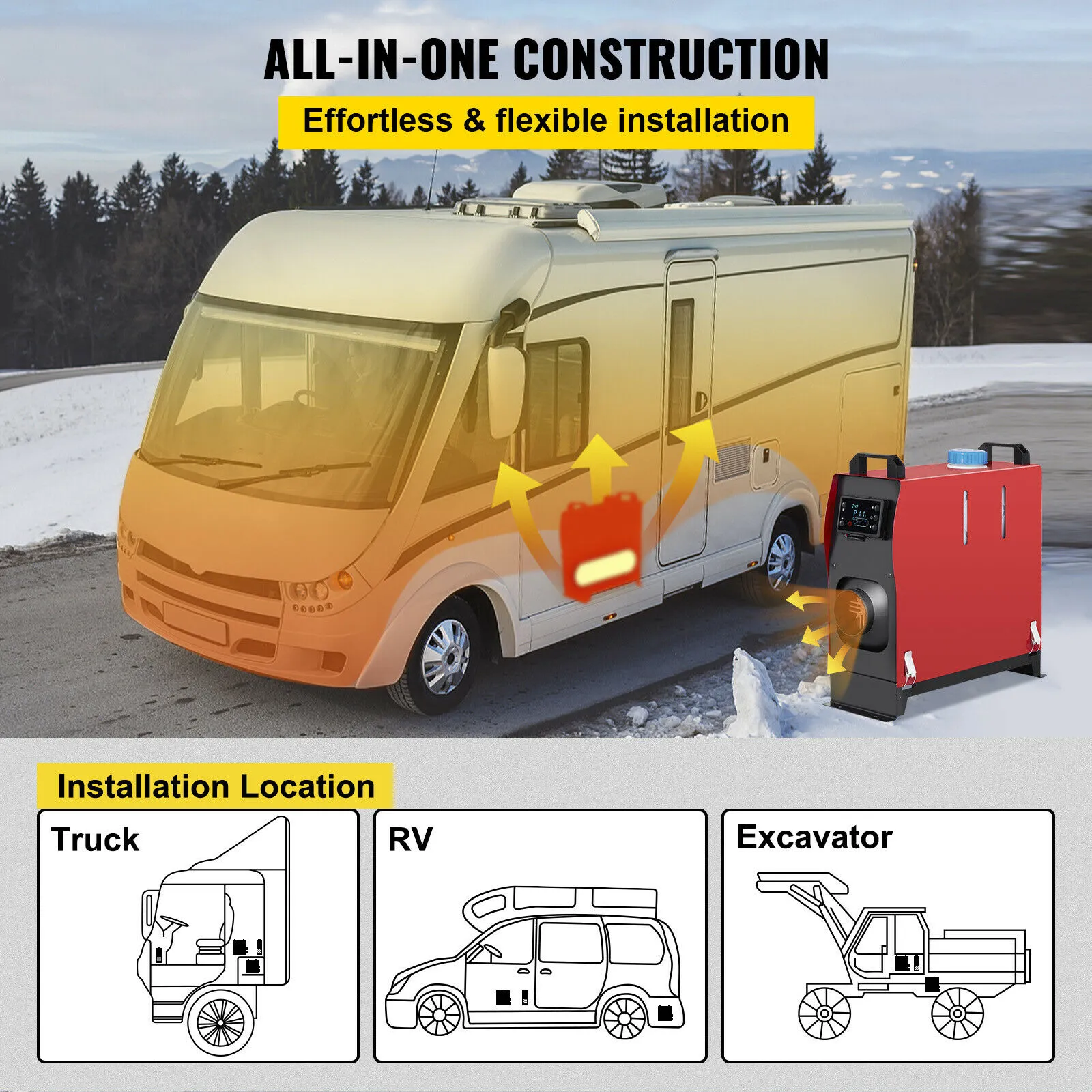 5KW Diesel Air Heater 12V All in One with LCD Switch & Remote