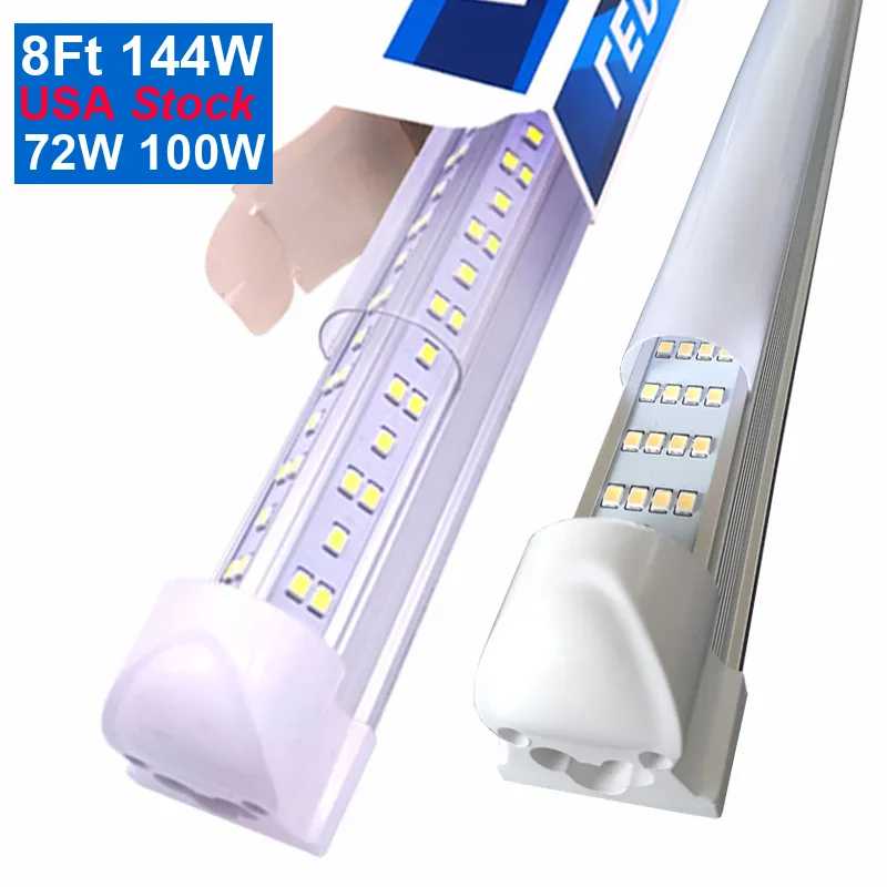 144W T8 LED Tube Integrated LEDs Tubes Light V Shaped Replace Fluorescent Lighting Cooler Door Garage Shop Lights CRESTECH