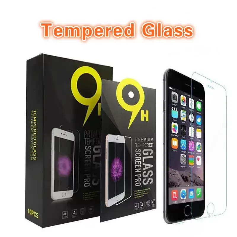 Screen Protector For iPhone 14 13 11 12 mini Pro Max XS Max XR 7 8 6 6s plus Tempered Glass For Samsung A10S A20S A21S A12 A22 A32 A52 A02S Protective Film With 10 in 1 Box