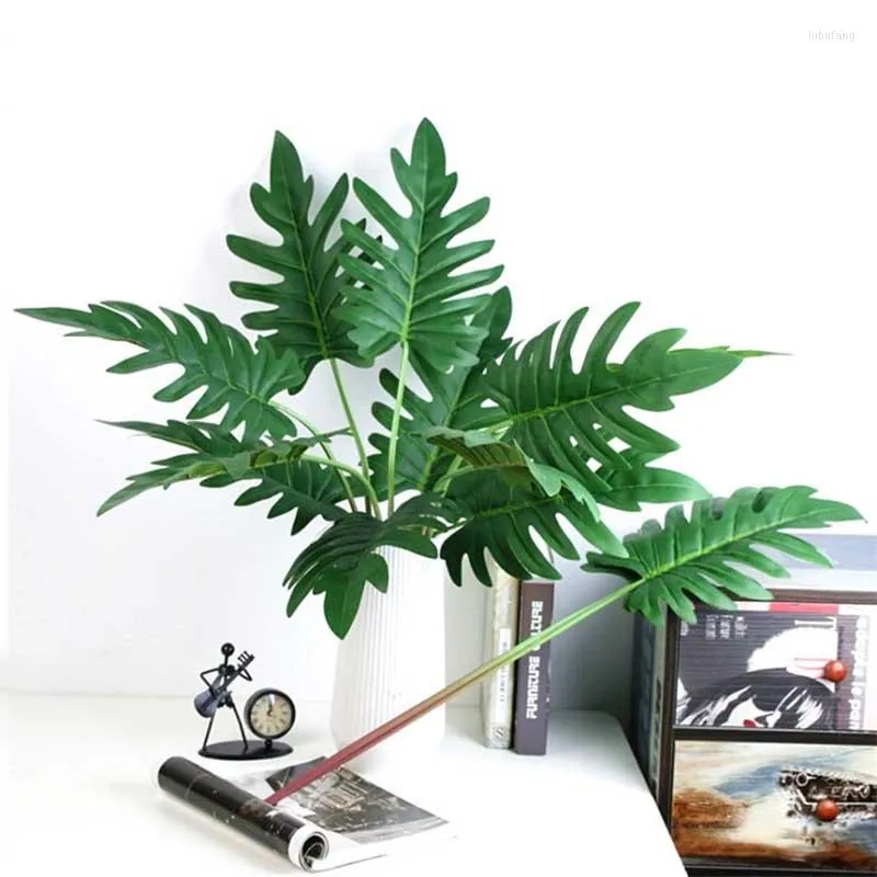 Decorative Flowers Artificial Plant Plastic Grass Green Leave Plants Flower Decor Fake Leaves