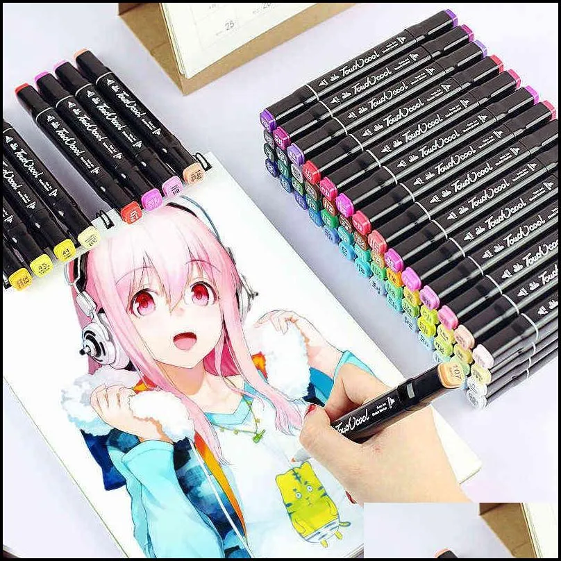 art marker set 12/24/30/36/40/60/80 colors alcohol base s manga sketch drawing pen for dual headed tip 211104