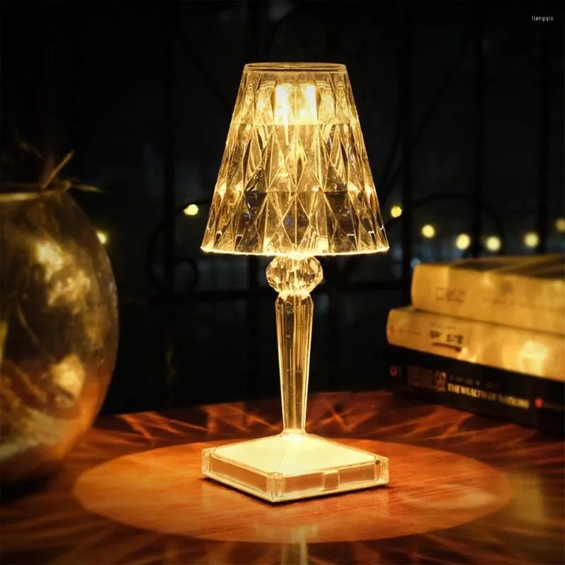 Lampes de table lampe décor bureau lumière USB charge diamant pour chambre chambre Bar décoration nuit cristal éclairage