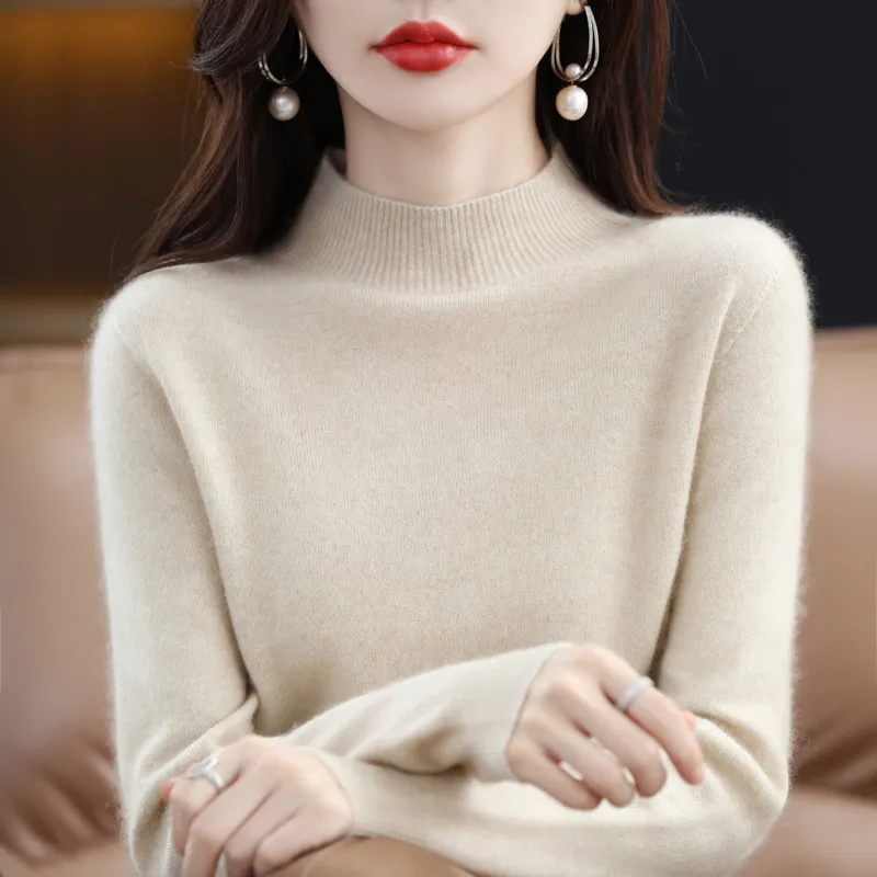 Grundl￤ggande tr￶jor Kvinna Designer Sweater Fall Winter Women ull L￥ng￤rmad solid Casual Knit Jumper Round Neck Pullover Size XL 2XL