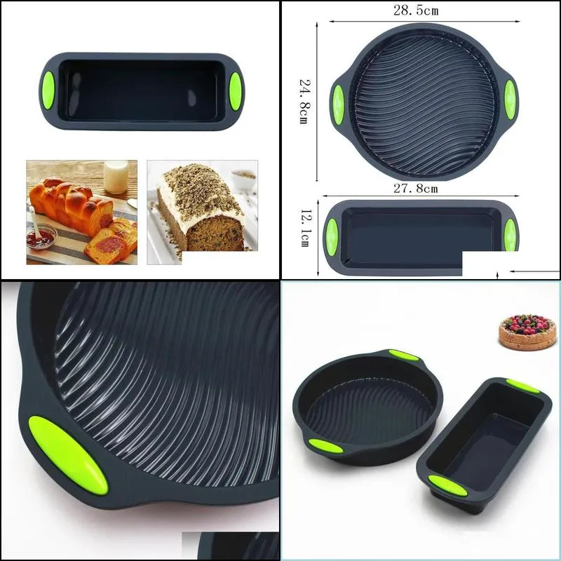 2pcs set silicone bread toast baking cake mold form pans dishes for bakeware tray decorating tool 220601