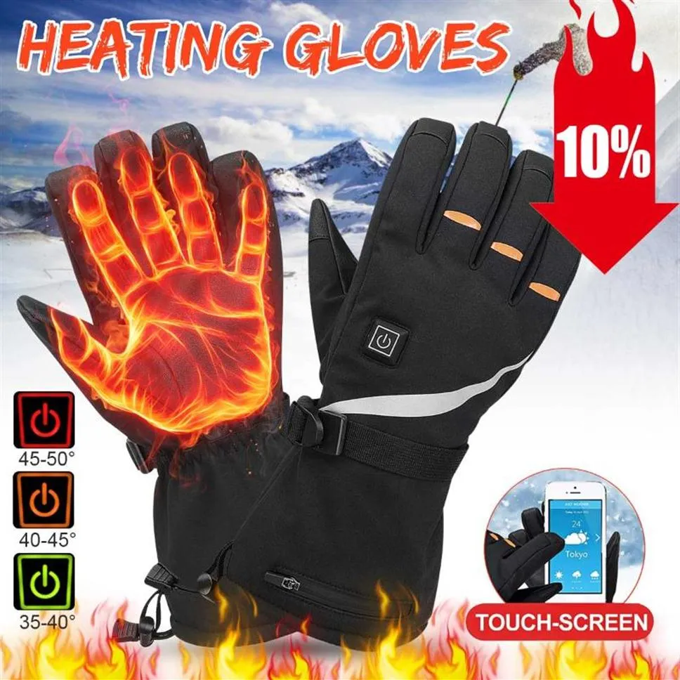 Motorcycle Gloves Winter Electric Heated Waterproof Windproof Cycling Warm Heating Touch Screen USB Powered Christmas Gift275n