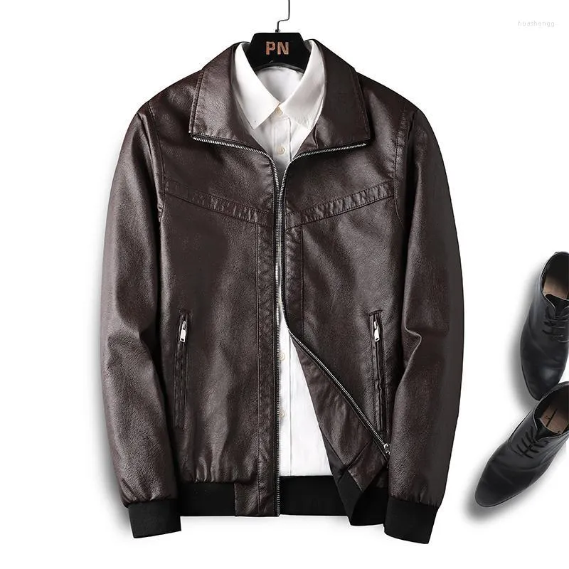 Men's Jackets Men's High Quality Leather Jacket 2022 Autumn Winter Leisure Motorcycle PU Plus Velvet Coat For Men