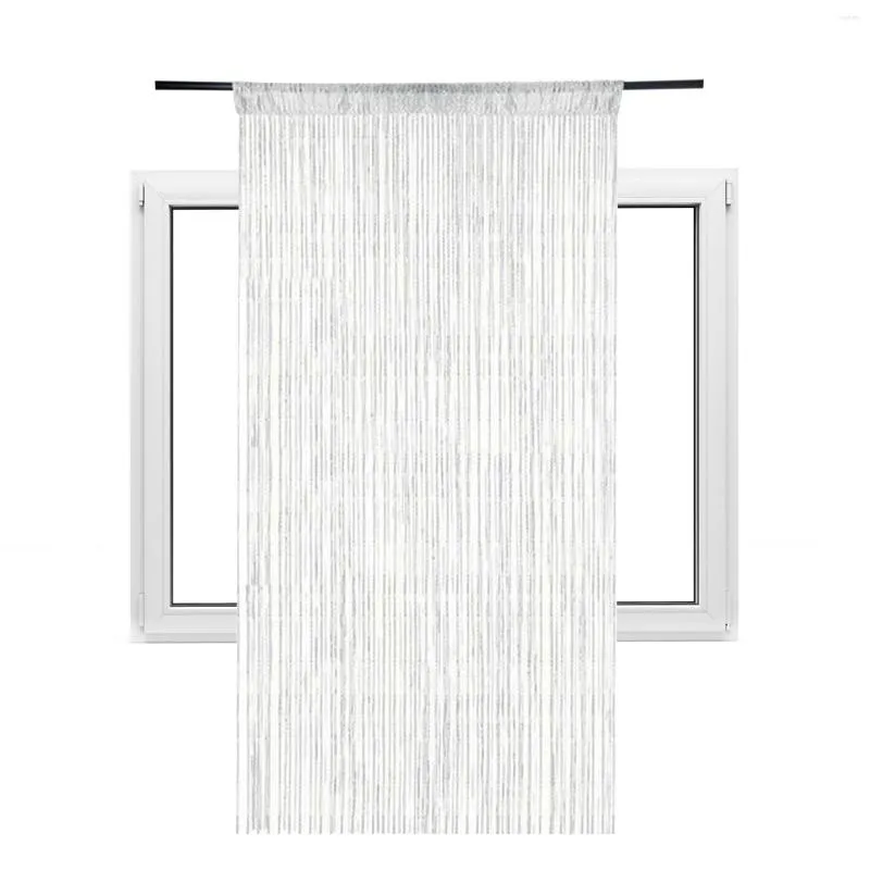 Gardin 200x100 cm modern lyxig tofsrum rumdelare glänsande sträng dörr fönster valans heminredning