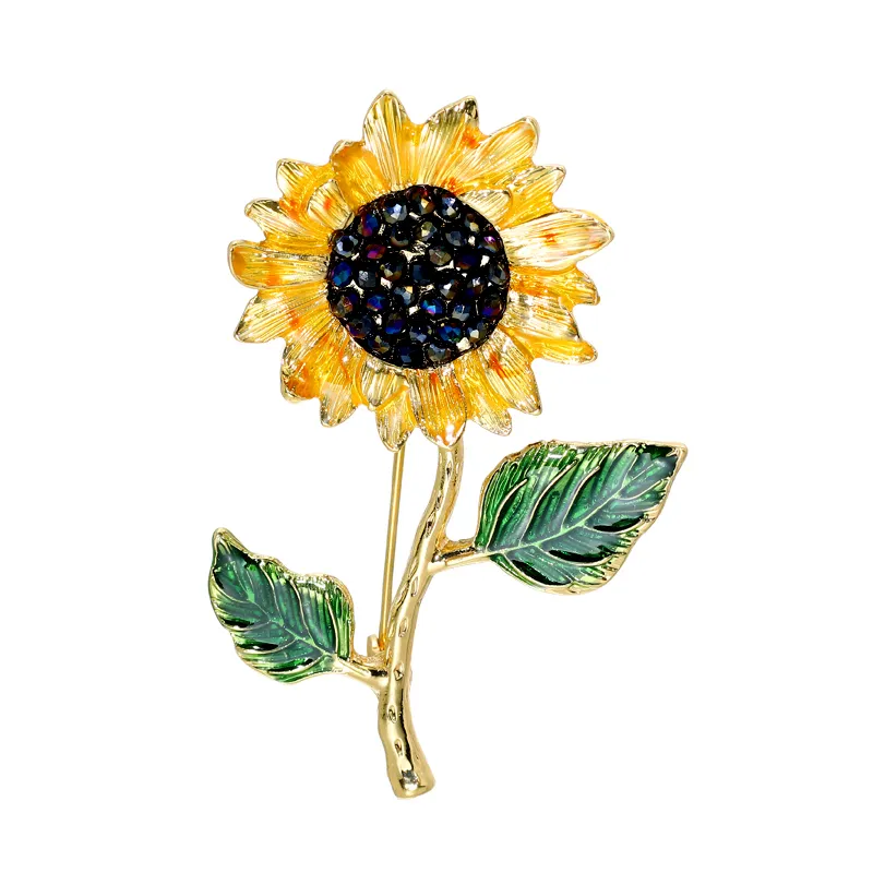 Handmade Vintage Enamel Sunflower Brooch Pins for Women High End Chinese Multi Color Brooches Clothes Accessories Gifts