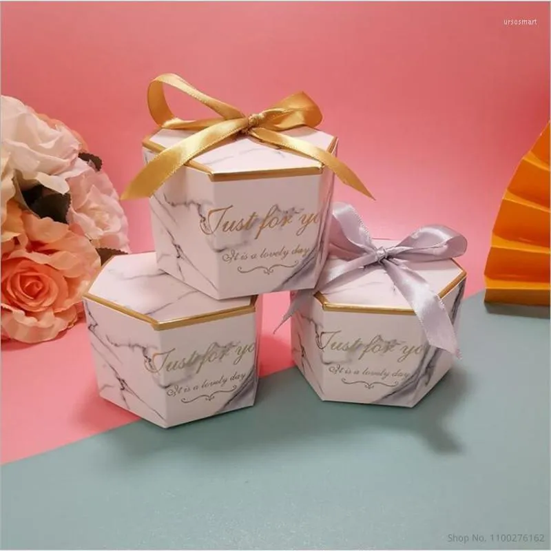 Emballage cadeau Boîte à bonbons pyramide en marbre pour décoration de faveur de mariage Fournitures de fête d'événement Baby Shower Emballage de chocolat