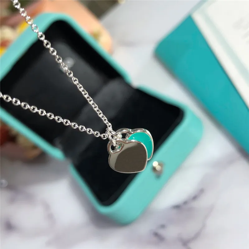 Pendant Necklaces Heart Pendants Designer Lover Necklaces 3 Colors Woman Luxury Jewelry 925 Silver T Chains Womens Neckwear Party Wedding Blue Necklaces